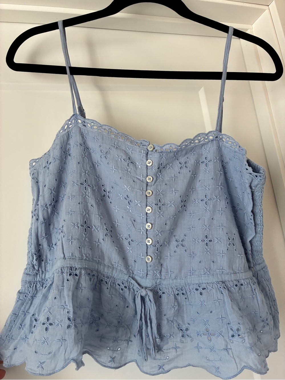 aerie Light Blue Eyelet Button-Front Camisole